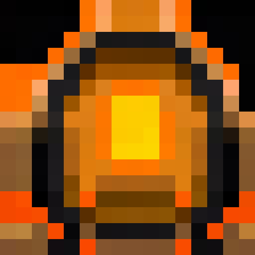 flaming red and orange hues, pixelated flame flickering, 16x16 game icon, close up of a fiery portrait