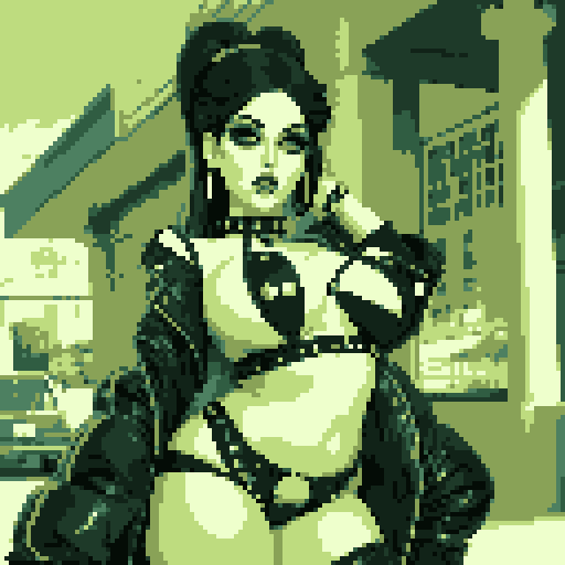 curvy, busty goth girl , body portrait,  black hair, purple eyeshadow, red lipstick, wearing bikini, studded collar, glamour shot, vibrant srgb colors, edgy aesthetic