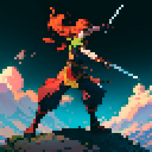 Full body image of a Warrior facing left with sword out. Ready to fight.