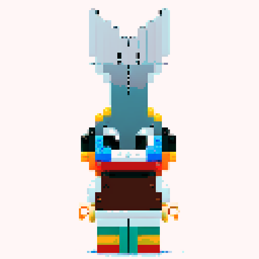 Bugs Bunny, pixelated, Lego, vibrant color palette, sRGB