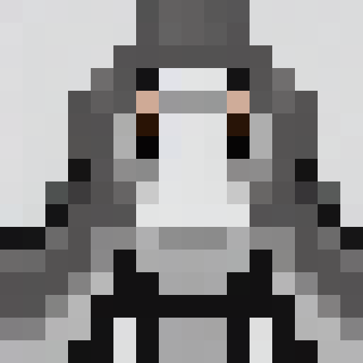 Cartoon style character, black and white, round nose, side view