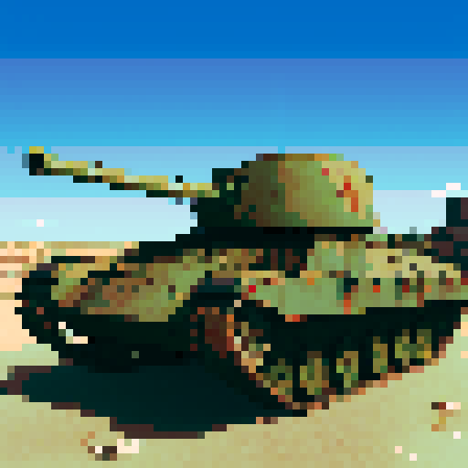 T-34-85 tank, side view, detailed, post-apocalyptic world, worn and weathered, game icon, centered composition, transparent background