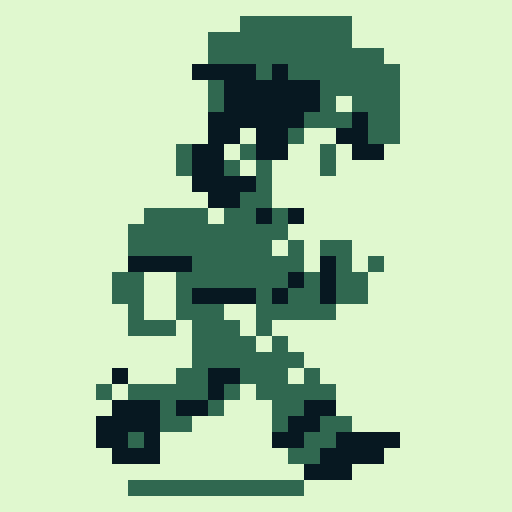 Megaman style, 8-bit pixel art. young man in run cycle with sprites. Sprite sheet. Action. messy hair, slacker vibe. low resolution. 