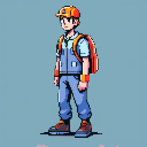 young, male warehouse worker, Amazon Germany, pixel art
