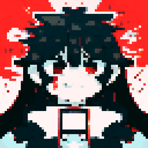 "Create a pixelated anime-style close-up portrait of a solemn priest with a stern gaze, adorned in ornate vestments and holding a glowing cross pendant."