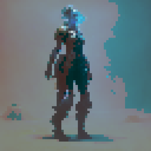 a warrior teleporting through a portal
