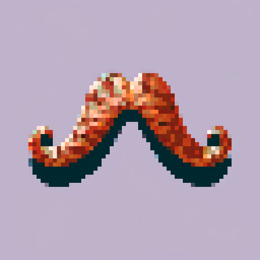 half of a giant copper mustache on a solid color background