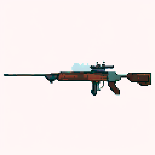 Sniper gun pixel art texture for video game, low noise, small color pallet 