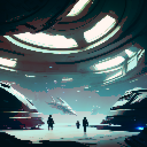 Futuristic spaceship interior command deck with computers and equipment