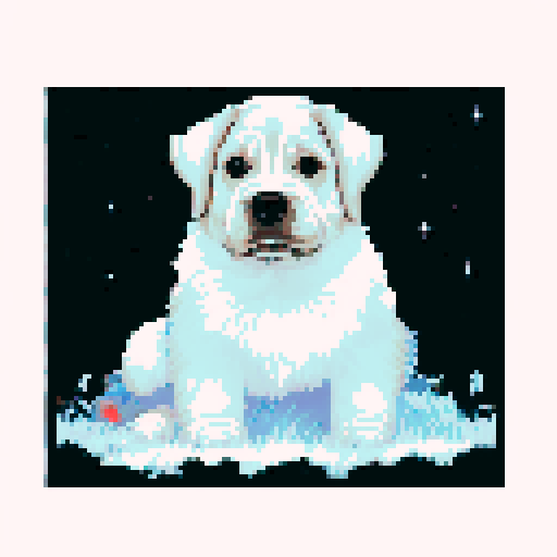 Puppy walking, forest night, moonlit, sRGB, pixel art, detailed trees, vibrant colors, atmospheric, serene ambiance, whimsical, enchanting landscape