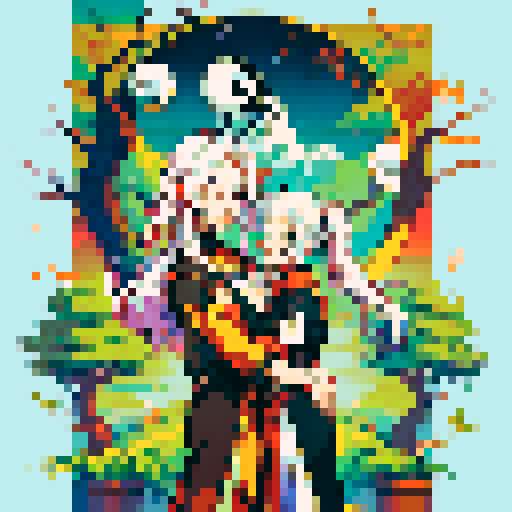 Create images with twinflames incorporated in the painting of yin and yang in middle and maybe gaia tree forming twinflames having their arms around yin and yang symbol?