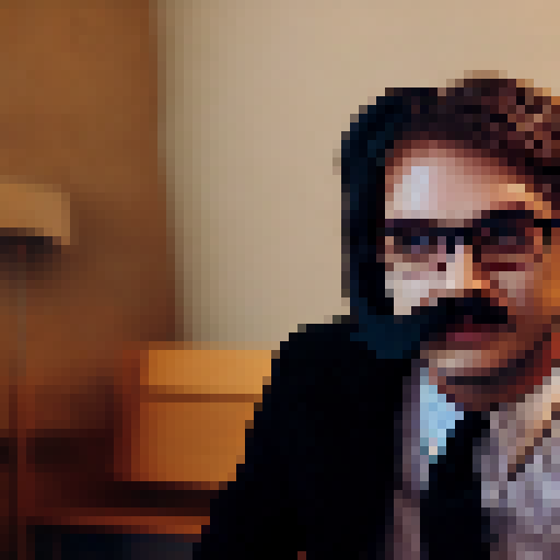 man with moustache and glasses