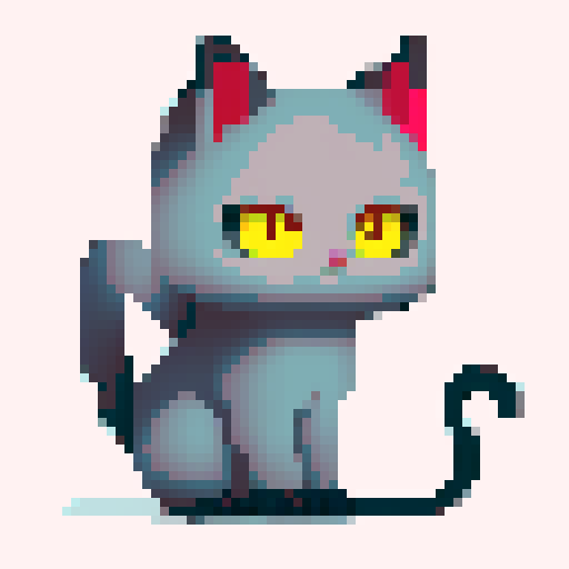 make a grey small cat with yellow eyes, very simple 