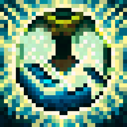 swimming fast, water splashing, determined expression, intense eyes, game icon, 32x32 pixel art, sRGB, skill art, close up, portrait