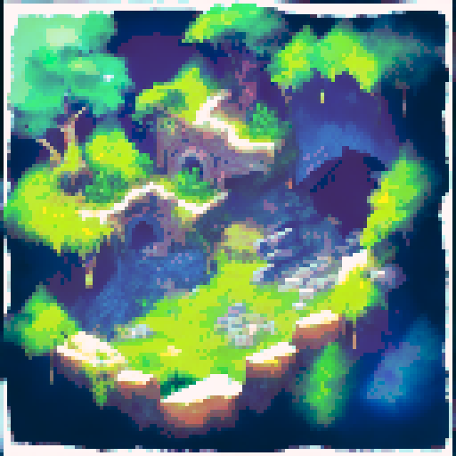 Dangerous lurking cave, dimly lit by torches surrounding an abandoned camping site