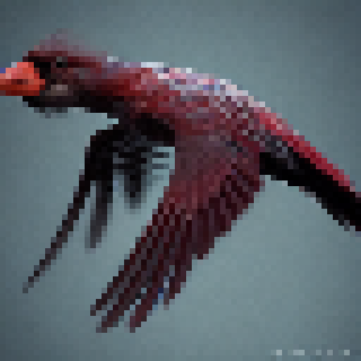 flying cardinal in the style of HR Giger