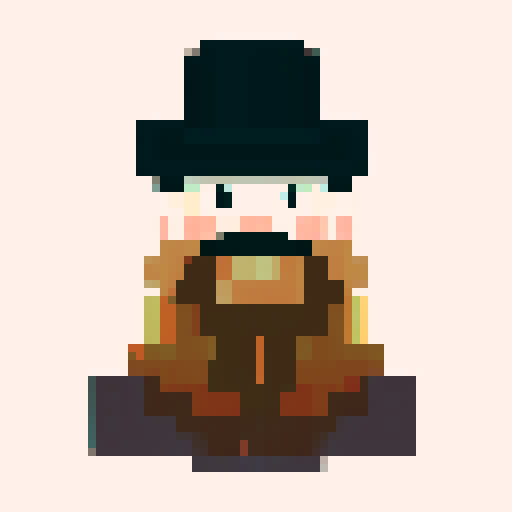 Man with bushy beard, wearing a fedora