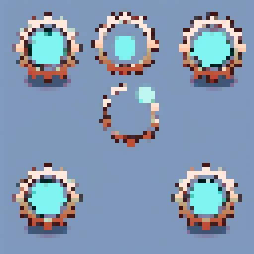 Small glowing will of the wisp, with three interlocking copper gears behind it. on a solid color background so I can easily remove the background