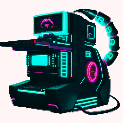 cute cyberpunk scorpion playing computer games, tables with coca cola, scorpion's tail should be fully in the picture, bright yellow and cyan and pink lights, looking from 45 degrees