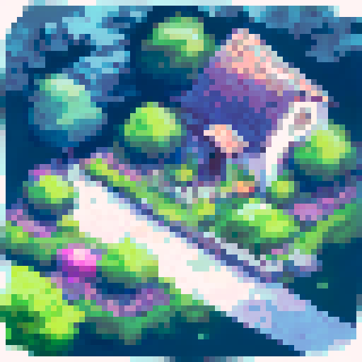 Modern house entrance with tall, leafy tree on the left side, rocky path leading to the main door, towering mountain range in the distance; landscape portrait with a touch of realism.