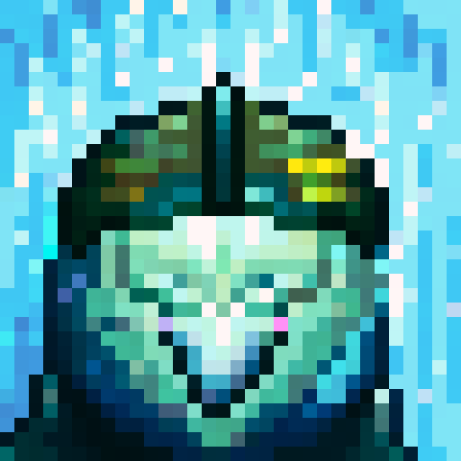 Wolf avatar, portrait, glowing eyes, very clear, 10 colours maximum