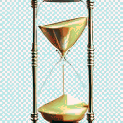 Time Gear, intricate clockwork, rotating cogs, steampunk aesthetic, metallic reflections, mechanical precision, vibrant colors, detailed pixel art