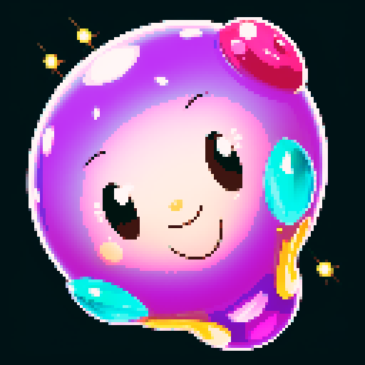 A larger, dazzling slime with a body made of semi-transparent, glittering gemstones. It has bright, sparkling eyes and a joyful smile, with light reflecting off its facets. No background.
