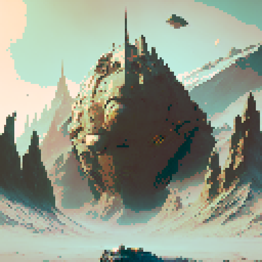 villain, max Mortimer's castle in a shrouded hill environment 