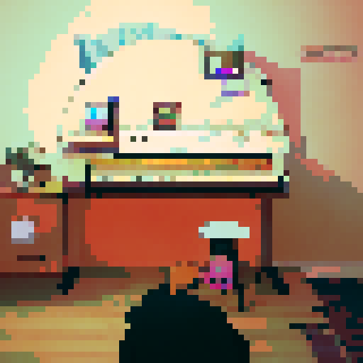 piano playing, video game, games night, colourful