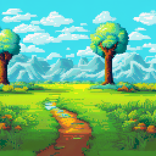 day, pastoral landscape, undergrowth, a few trees on edge