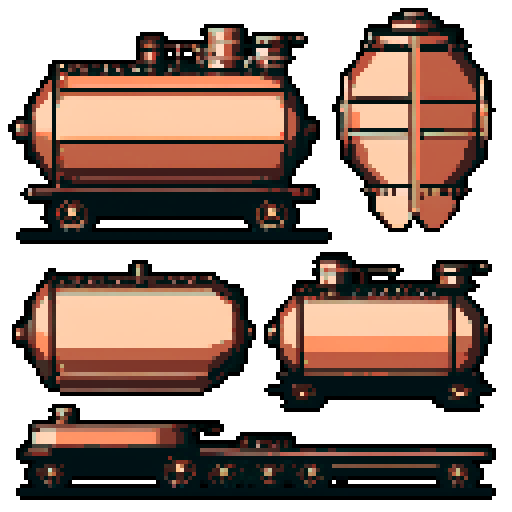 simple, geometrical copper tank treads. Steampunk. It should be seen from the left side with no perspective, on a solid-color background.