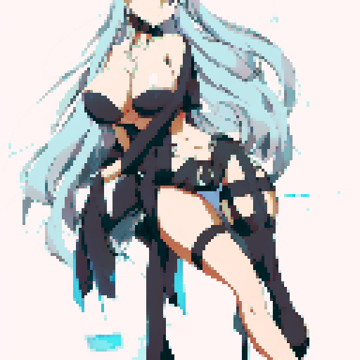 Double ponytail swimsuit, voluminous breasts and curvaceous buttocks, set in an anime style.