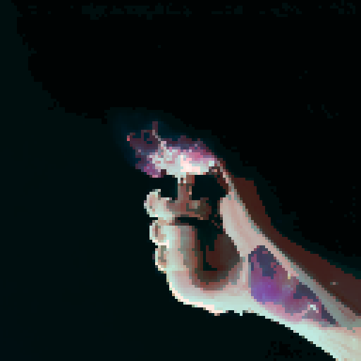 Hand holding lighter, spark, light