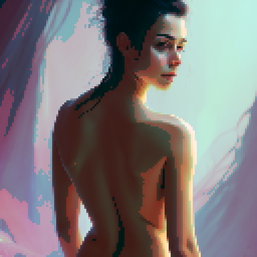 sexy naked woman, bent over with ass facing camera, fingering herself, pixel art porn
