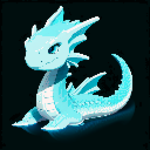 A massive dragon with smooth, aqua-blue scales and long, flowing fins. It has a calm, serene expression and eyes that resemble the deep ocean. Its body is streamlined for swimming, and it has a graceful, majestic presence. No background.
