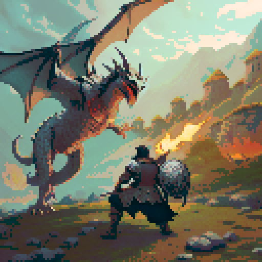 Lone warrior on a battlefield of dead bodies of men and dragons. Fantasy rpg. Medieval. Dark souls style.