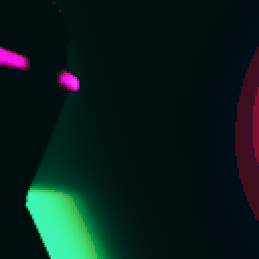 Futuristic cyborg, VR headset, neon-colored room, sniper rifle, pixelated art style, sRGB.