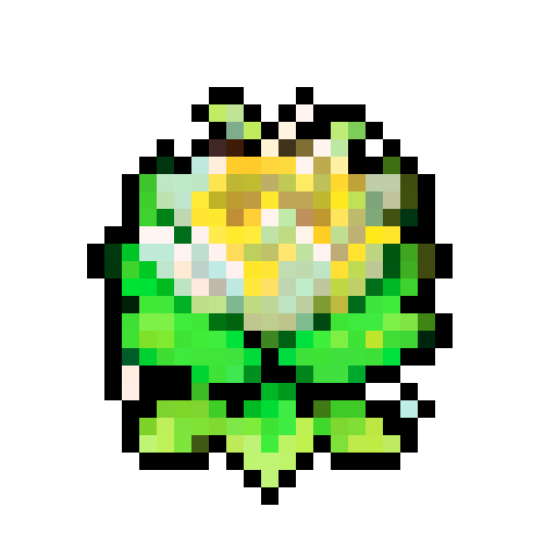 A beautiful, flower-adorned creature with vibrant petals, delicate wings, and a graceful appearance. It emits a faint floral fragrance and has a serene expression. No background.