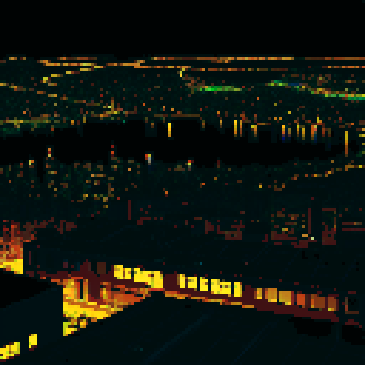 Rooftop taking up half the image, overlooking city at night, gritty, non colorful