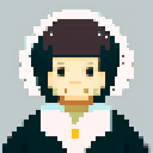 portrait of an old woman, no facial har, white button down shirt and black hair on his head