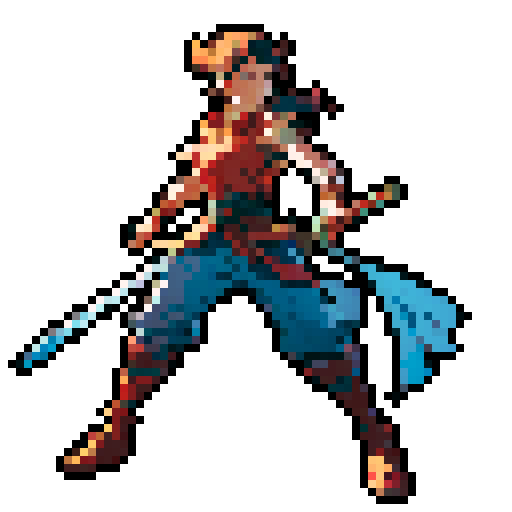 Full body image of a Warrior facing left with sword out. Ready to fight.