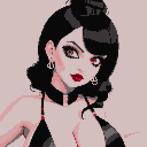 busty goth, nude curvy goth, cute goth woman, with black hair, and red lipstick, nude breast, beauty photo, glamour shot, avatar portrait