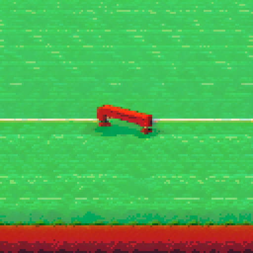 Tecmo Bowl Football Field, orange and light blue colors, green grass, pixel art, sRGB, background, landscape