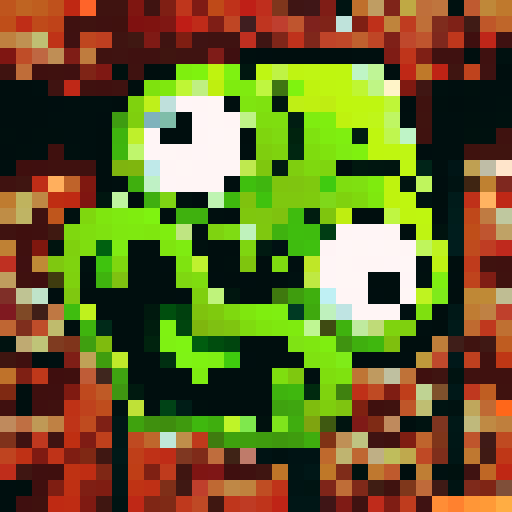 A twisted green Hei Tiki head, wide-eyed and contorted, exuding a mix of mischief and madness, stylized with bold lines and exaggerated features with dark brown māori carving background.