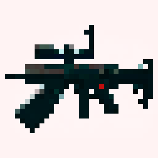 M4A1 Rifle icon, white background, black icon, pixel art