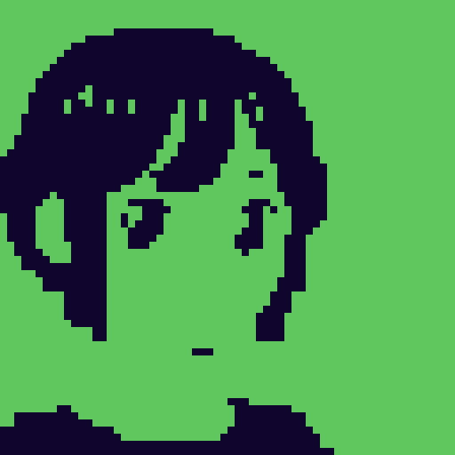 simple anime girl, short hair, pixel art, old computer screen style, sRGB