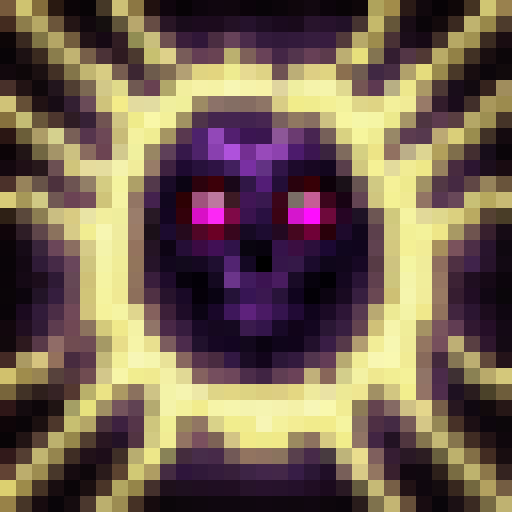 Dark purple swirls, skeletal hands, and glowing eyes converge in a hauntingly ominous 32x32 skill art icon for The Necromancer's ability: Ominous Leeching.