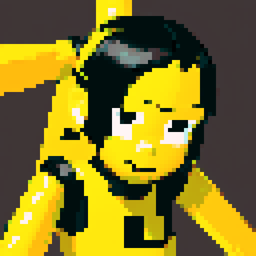 crash test dummy tied up, limbs cuffed and spread apart, pixelated art, vibrant sRGB colors mostly yellow and black