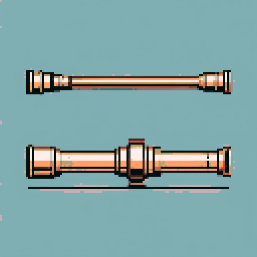 I want a tall vertical copper pipe that looks like a cannon barrel. I want this object usable an asset in a videogame, meaning only one object per image, outlined with a strong black stroke, on a solid-color background.