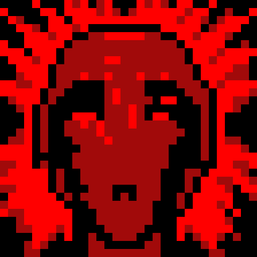 psychosis, pixelated face, intense expression, vibrant colors, game icon, 32x32 pixel art, sRGB, skill art, close up, portrait